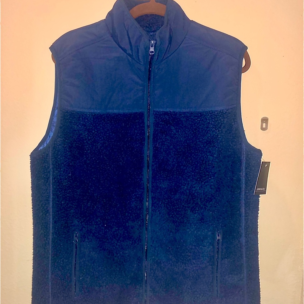 Crown & Ivy Men’s Fleece Vest - M HARBOR NAVY BLUE